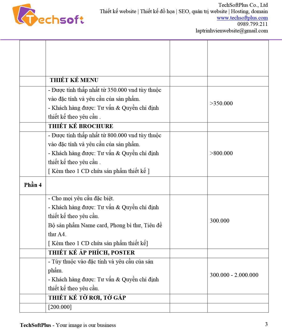 báo giá thiết kế website chuẩn seo